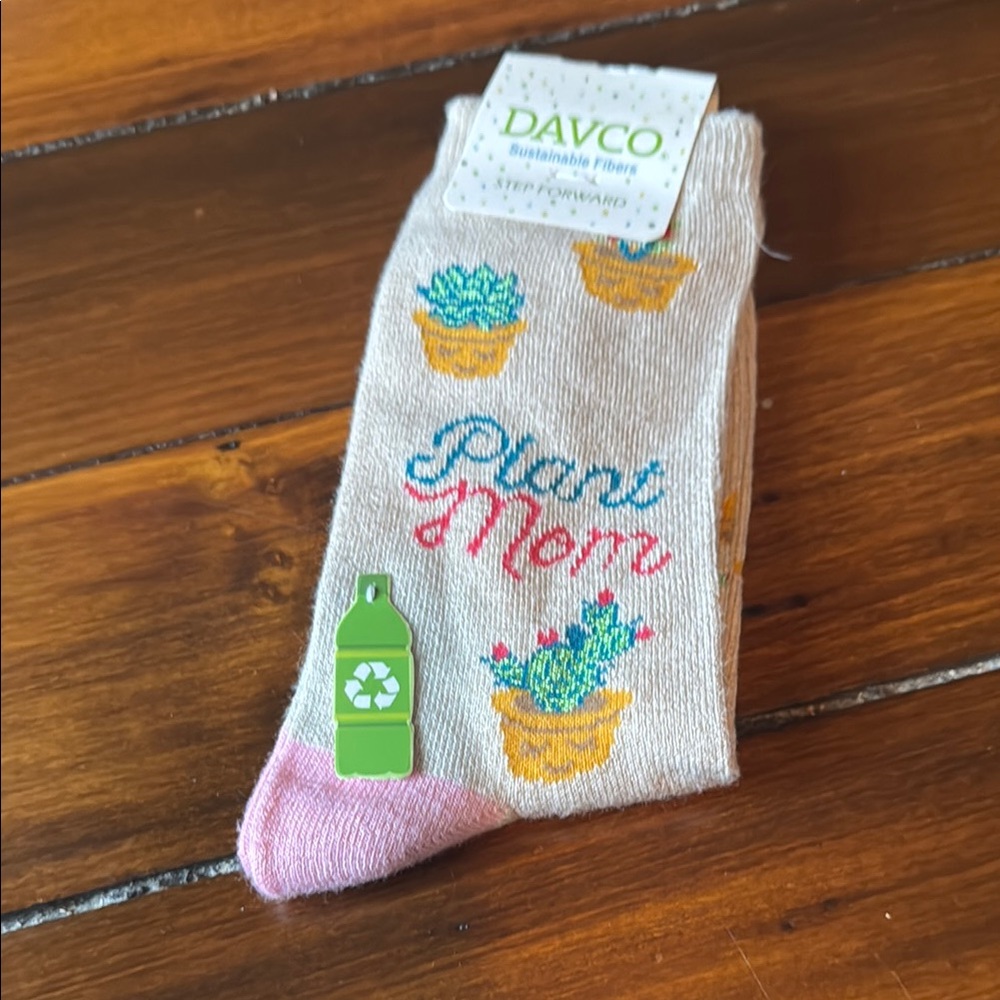 Women's Plant Mom Socks - Pink and Cream